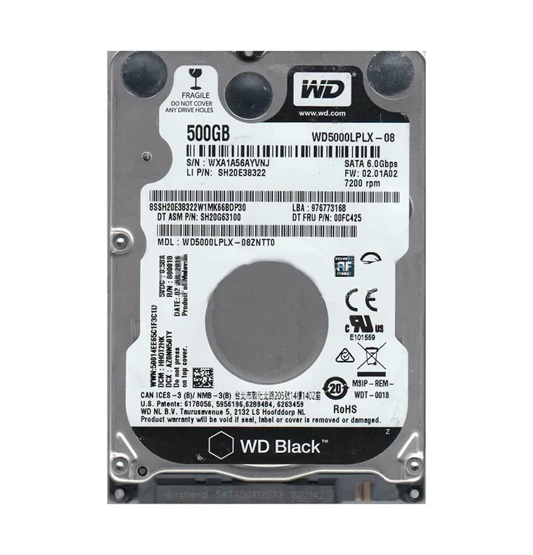 Western Digital Black 500GB 7200RPM 2.5" SATA Hard Drive
