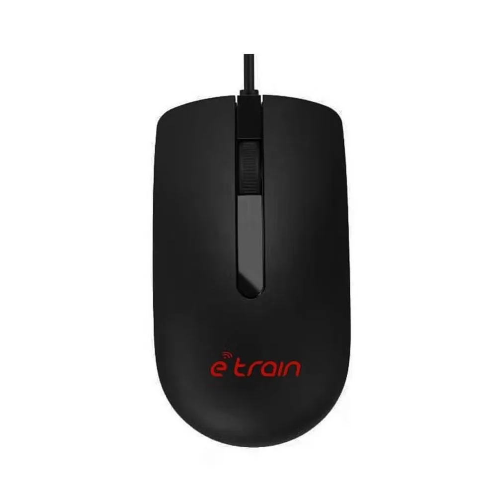 E-Train MO771 Wired Optical Mouse — 1000 DPI, Black