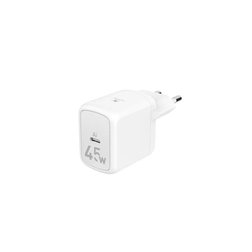 L'AVVENTO MP545 Mini GaN 45W Power Adapter with USB-C Cable 1M — White