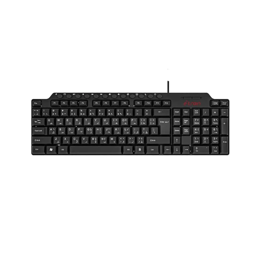 E-Train KB012 Multimedia Compact Keyboard — 104 Keys, Black