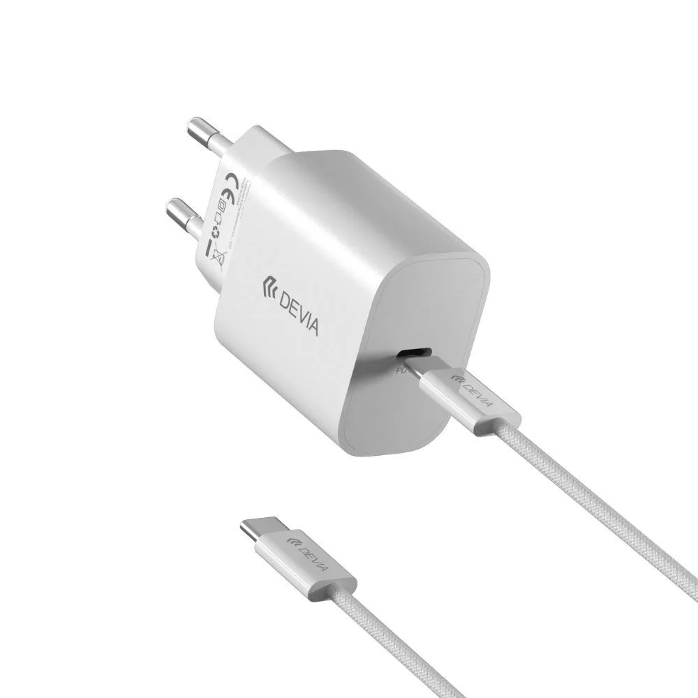 Devia RCE-3005CL Smart Series GaN Charger — PD 30W, with 60W USB-C Cable, White