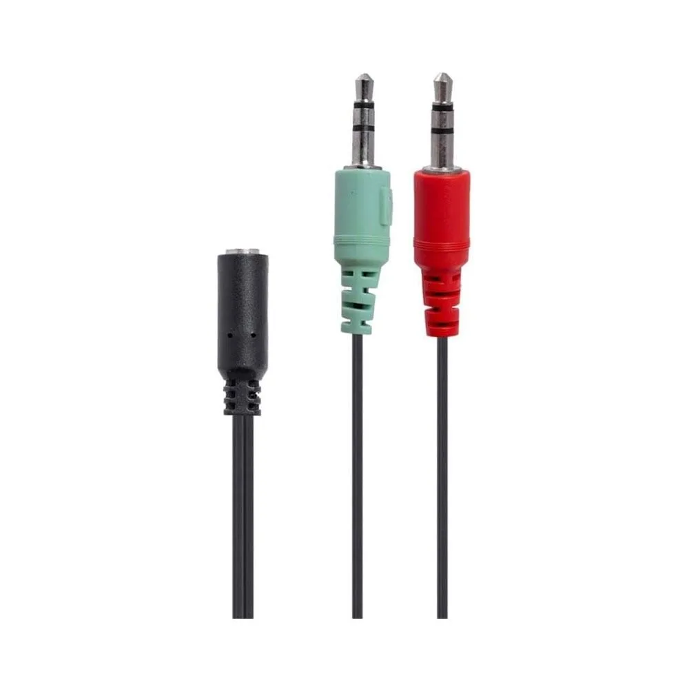 2B CV498 Audio Converter — 3.5mm Female to Dual PC Socket (Mic + Headphone) Male, 10CM