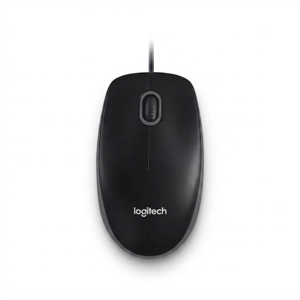 Logitech B100 Wired Optical Mouse – Plug & Play – Black