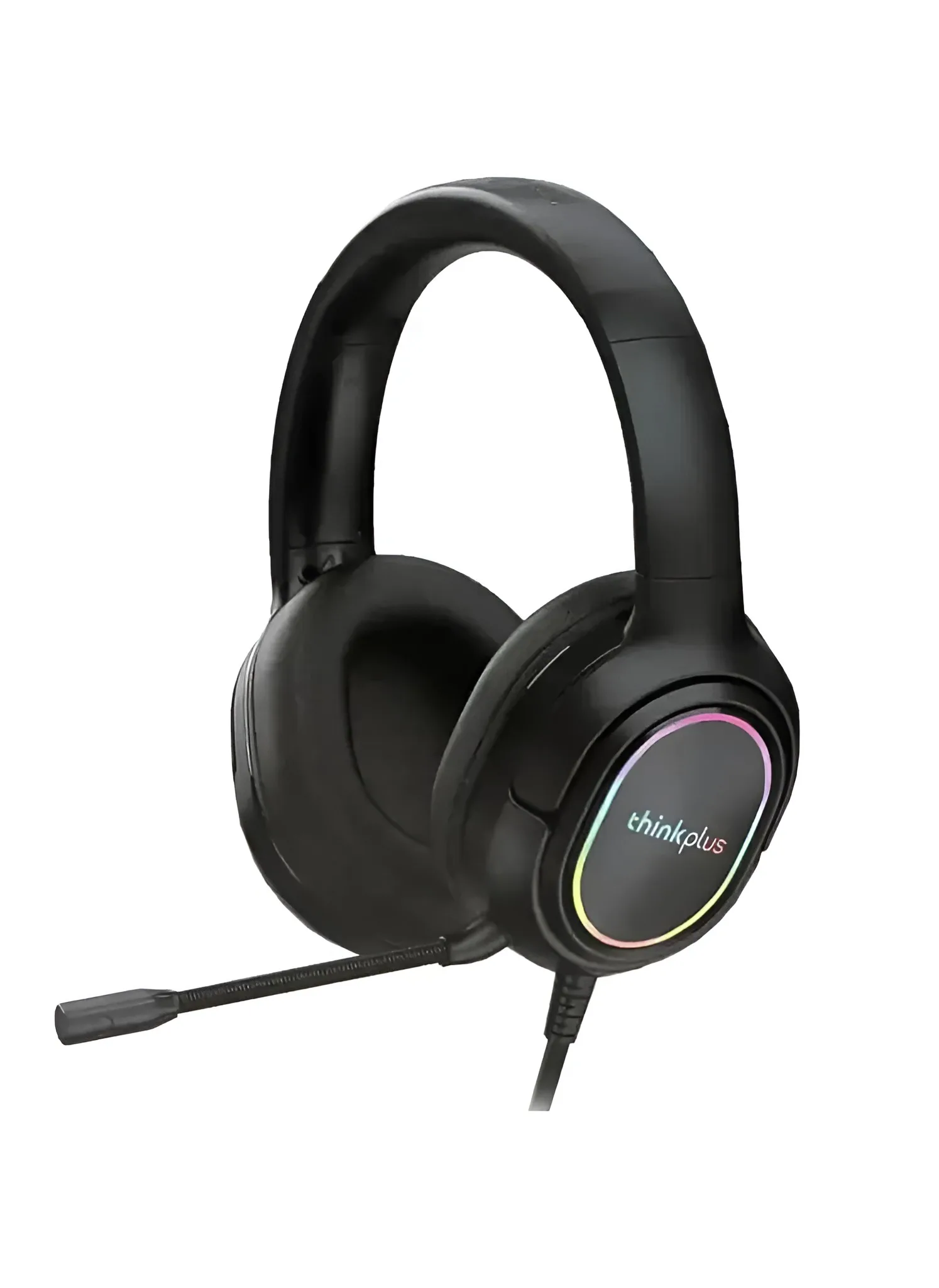 Lenovo ThinkPlus G85B Wired Headset with Built-in Microphone & LED Light, USB Connector - Black